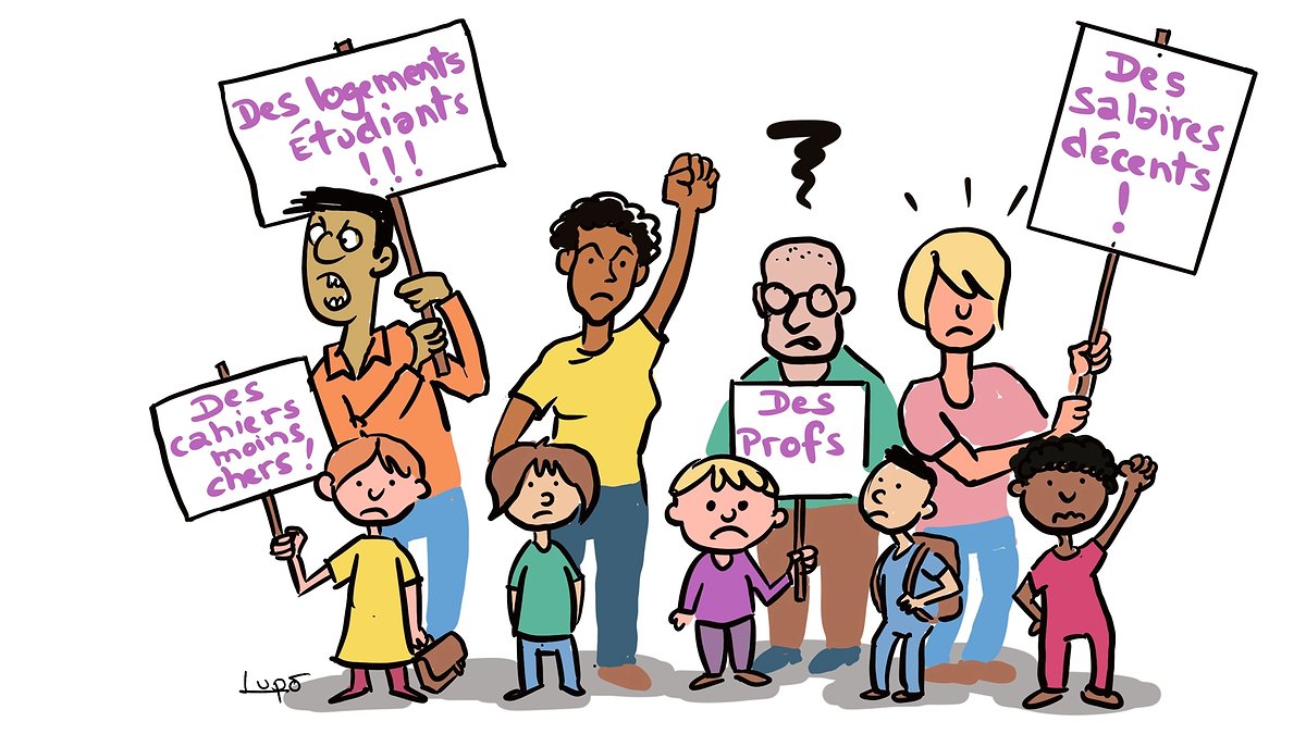 Illustration grève des enseignants - ras le bol du sous développement dans l'éducation