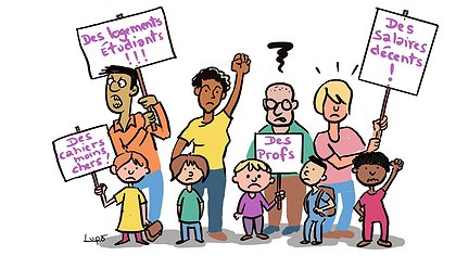 Illustration grève des enseignants - ras le bol du sous développement dans l'éducation