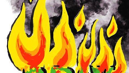 Illustration - le pyromane joue au pompier